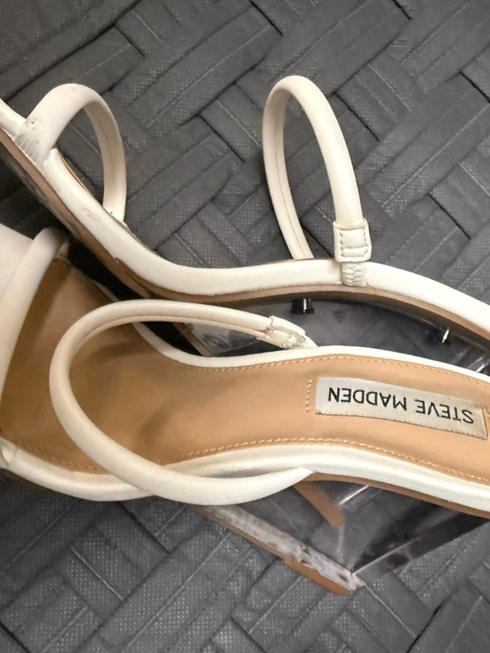 Steve Madden Cream Double-Strap Heeled Sandals
